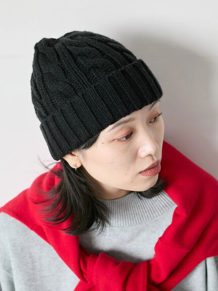 ケーブルニット帽（チャコールグレー/ブラック/キナリ）｜Samansa Mos2 blue（サマンサモスモス ブルー）通販