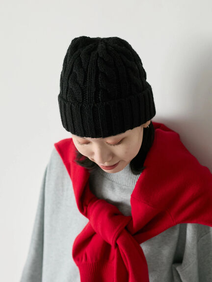 ケーブルニット帽（チャコールグレー/ブラック/キナリ）｜Samansa Mos2 blue（サマンサモスモス ブルー）通販