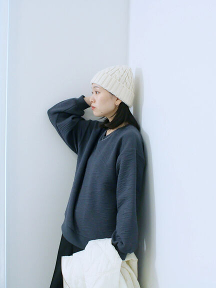 ケーブルニット帽（チャコールグレー/ブラック/キナリ）｜Samansa Mos2 blue（サマンサモスモス ブルー）通販