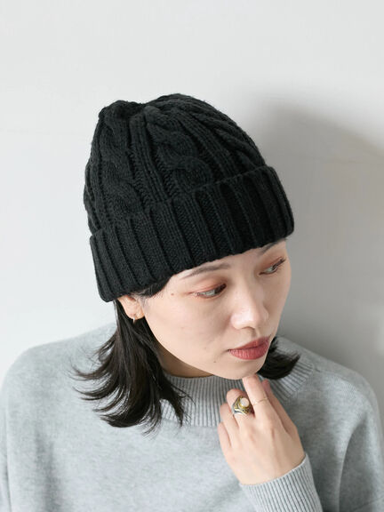 ケーブルニット帽（チャコールグレー/ブラック/キナリ）｜Samansa Mos2 blue（サマンサモスモス ブルー）通販