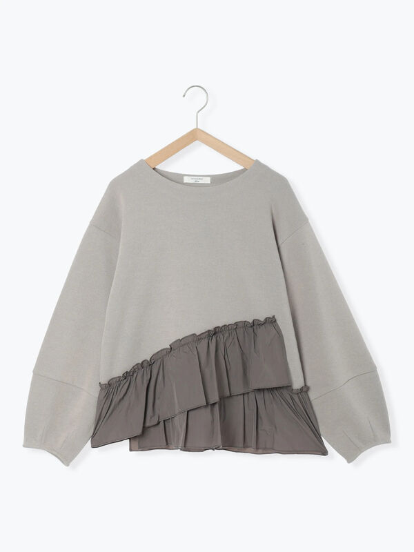 セール】 ペプラムドッキングプルオーバー（ブラック/ベージュ/キナリ