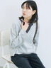 ◎裏毛深Vネックプルオーバー(グレー/ダークブラウン/ブルー)|Samansa Mos2 blue(サマンサモスモス ブルー)通販