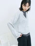 ◎裏毛深Vネックプルオーバー(グレー/ダークブラウン/ブルー)|Samansa Mos2 blue(サマンサモスモス ブルー)通販