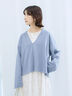 ◎裏毛深Vネックプルオーバー(グレー/ダークブラウン/ブルー)|Samansa Mos2 blue(サマンサモスモス ブルー)通販