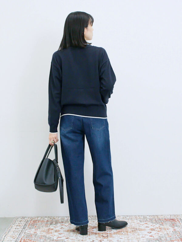 セール】 ◎ラインニットカーディガン（チャコールグレー/キャメル