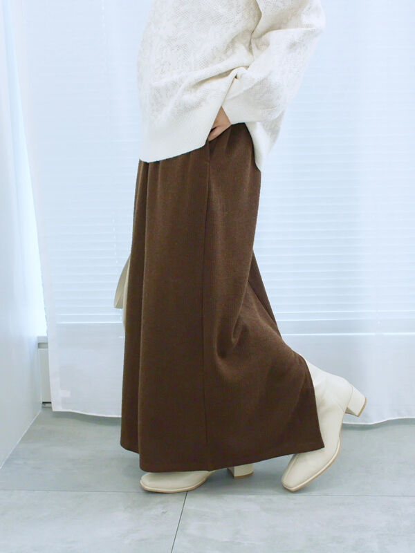 セール】 カットリブナロースカート（チャコールグレー/ブラック