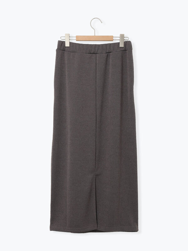 セール】 カットリブナロースカート（チャコールグレー/ブラック