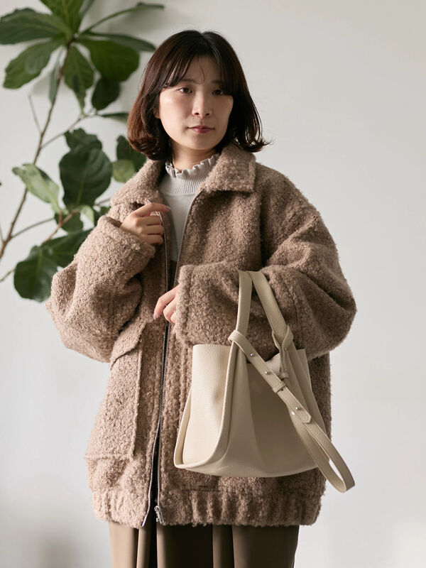 セール】 プードルブークレブルゾン（チャコールグレー/ベージュ