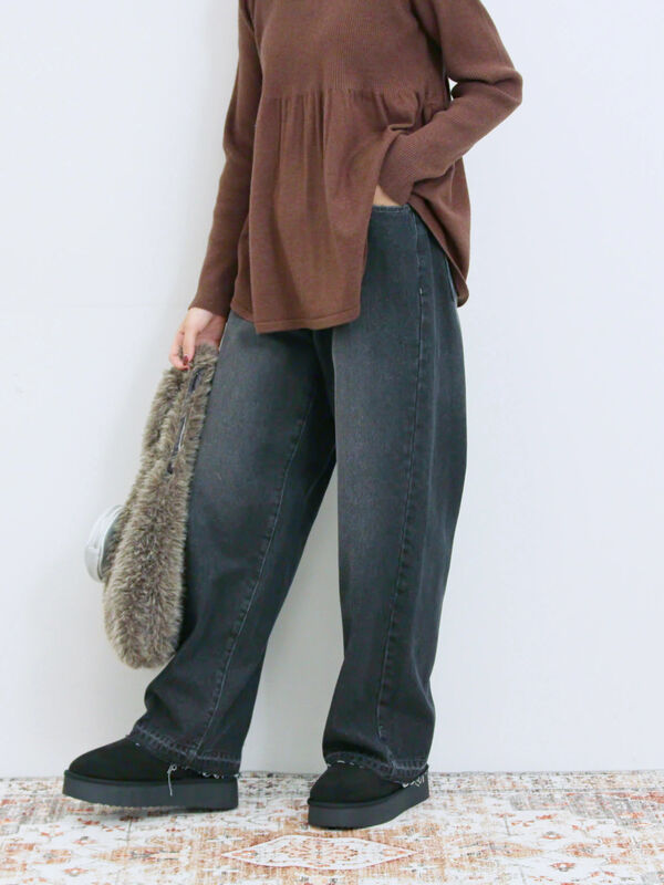 セール】 ストレートデニムパンツ（チャコールグレー/ブルー/ネイビー