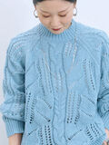 透かしケーブルニットプルオーバー（サックスブルー）｜Samansa Mos2 blue（サマンサモスモス ブルー）通販