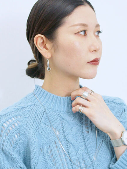 透かしケーブルニットプルオーバー（オフホワイト/チャコールグレー/サックスブルー）｜Samansa Mos2 blue（サマンサモスモス ブルー）通販