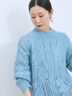 透かしケーブルニットプルオーバー（オフホワイト/チャコールグレー/サックスブルー）｜Samansa Mos2 blue（サマンサモスモス ブルー）通販