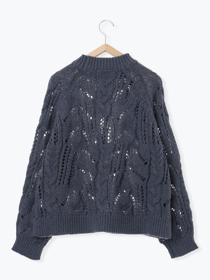 透かしケーブルニットプルオーバー（オフホワイト/チャコールグレー/サックスブルー）｜Samansa Mos2 blue（サマンサモスモス ブルー）通販