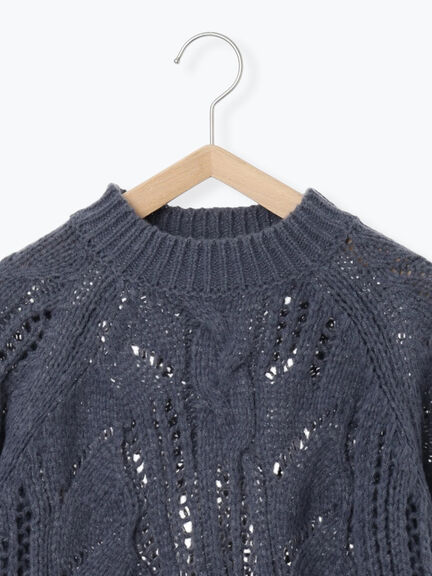 透かしケーブルニットプルオーバー（オフホワイト/チャコールグレー/サックスブルー）｜Samansa Mos2 blue（サマンサモスモス ブルー）通販