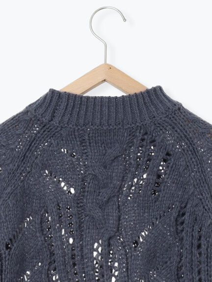 透かしケーブルニットプルオーバー（オフホワイト/チャコールグレー/サックスブルー）｜Samansa Mos2 blue（サマンサモスモス ブルー）通販