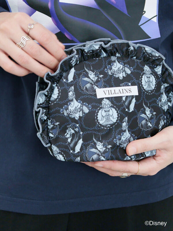 セール】 【Disney】ヴィランズ/フリルポーチ（ブラック/ブルー