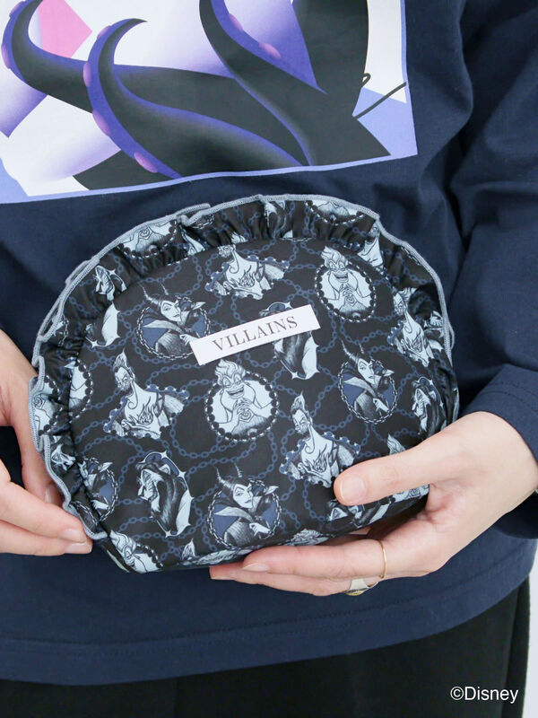 セール】 【Disney】ヴィランズ/フリルポーチ（ブラック/ブルー