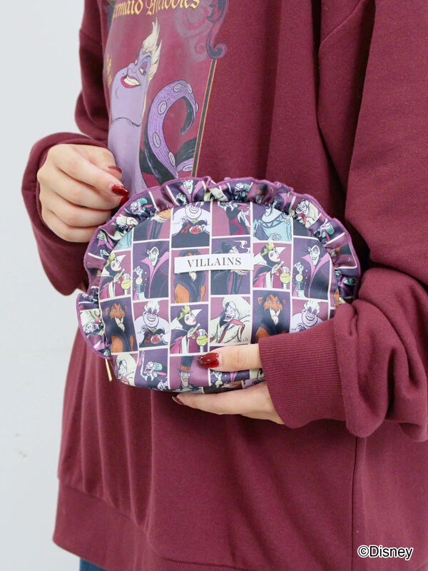 セール】 【Disney】ヴィランズ/フリルポーチ（ブラック/ブルー