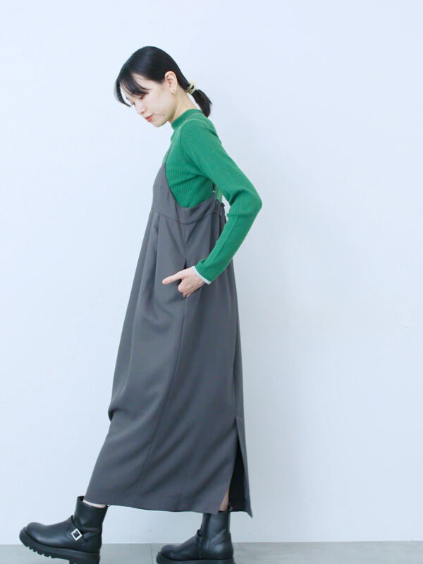セール】 タック入りコクーンジャンスカ（チャコールグレー/ブラック