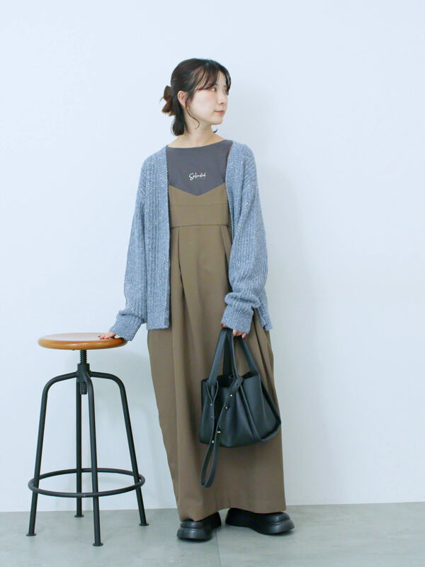 セール】 タック入りコクーンジャンスカ（チャコールグレー/ブラック