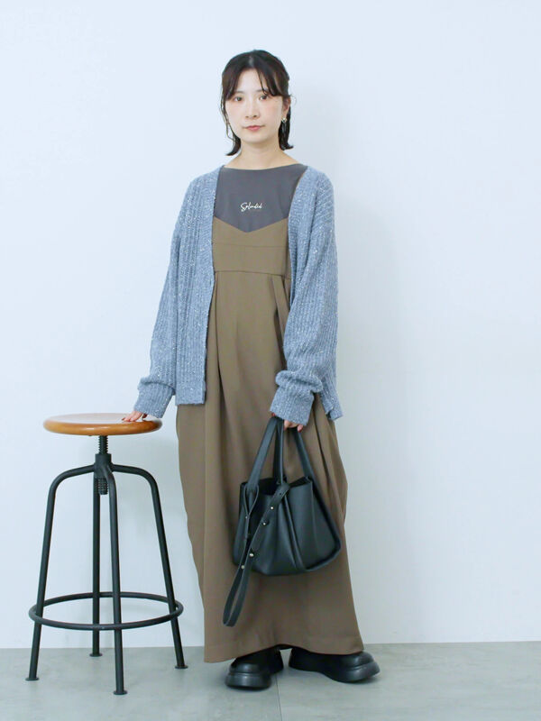 セール】 タック入りコクーンジャンスカ（チャコールグレー/ブラック