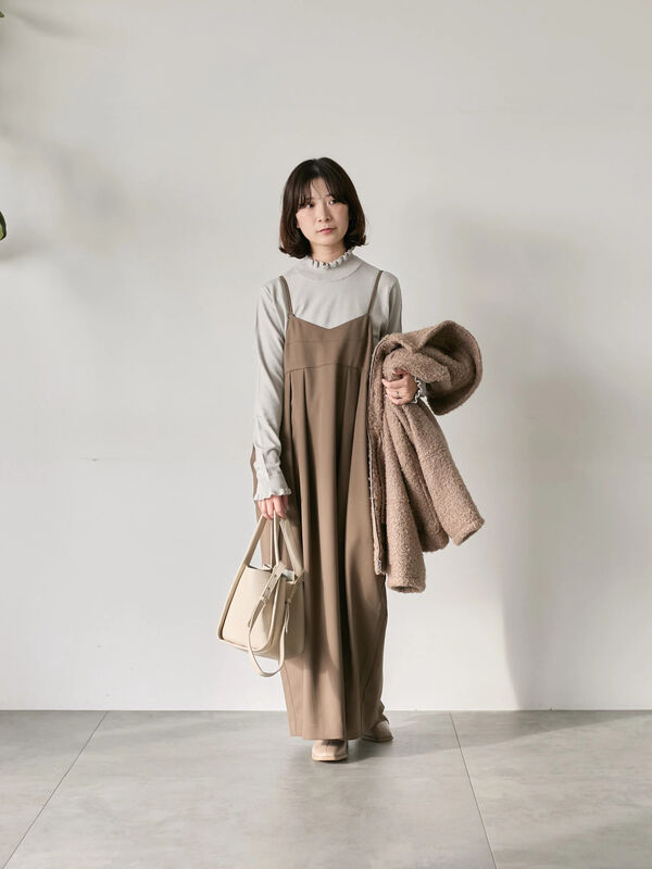 セール】 タック入りコクーンジャンスカ（チャコールグレー/ブラック