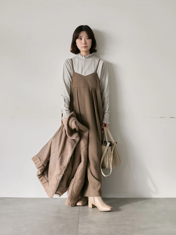 セール】 タック入りコクーンジャンスカ（チャコールグレー/ブラック