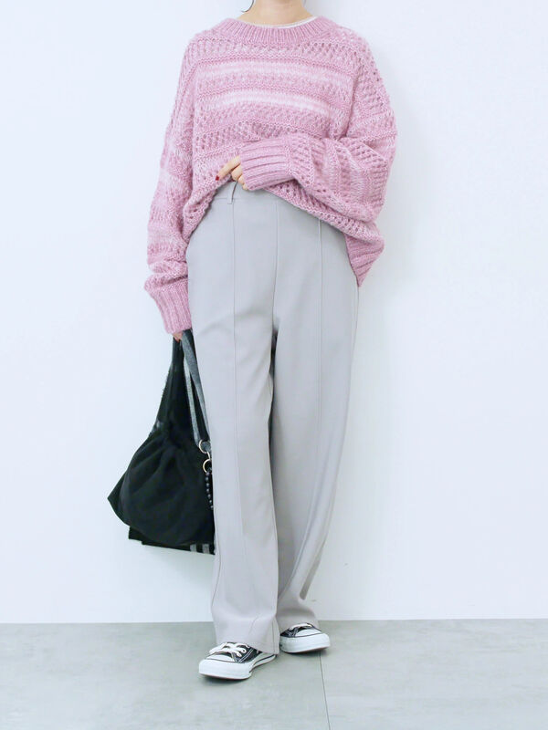 セール】 カットジョーゼット裏ボンディングパンツ（チャコールグレー