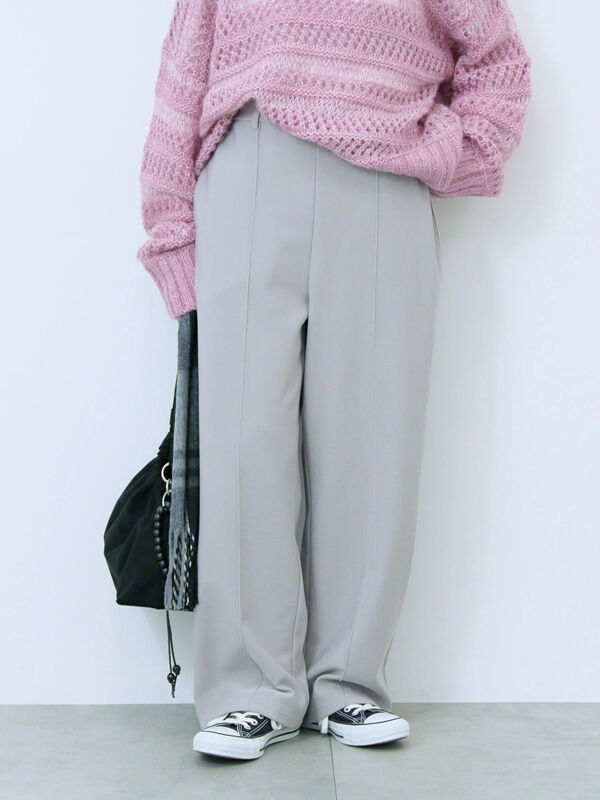 セール】 カットジョーゼット裏ボンディングパンツ（チャコールグレー