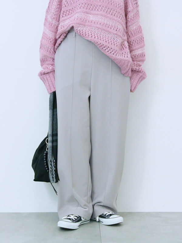 セール】 カットジョーゼット裏ボンディングパンツ（チャコールグレー