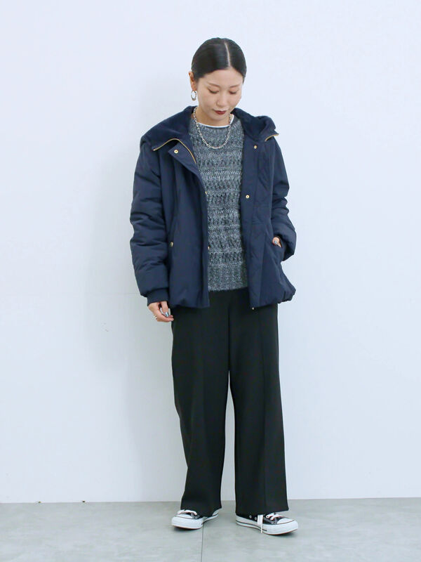 セール】 カットジョーゼット裏ボンディングパンツ（チャコールグレー