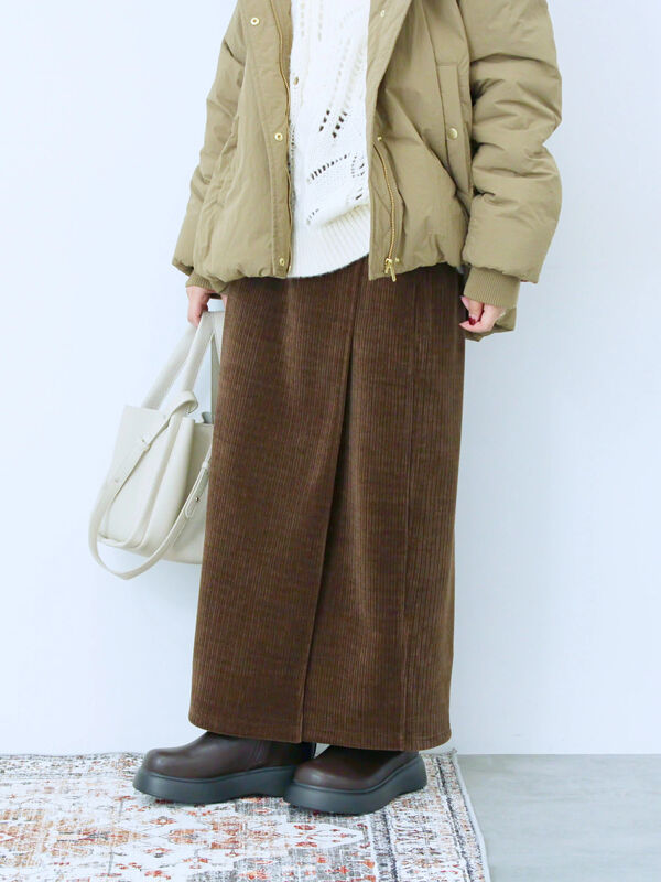 セール】 親子コールラップ風スカート（チャコールグレー/ブラック