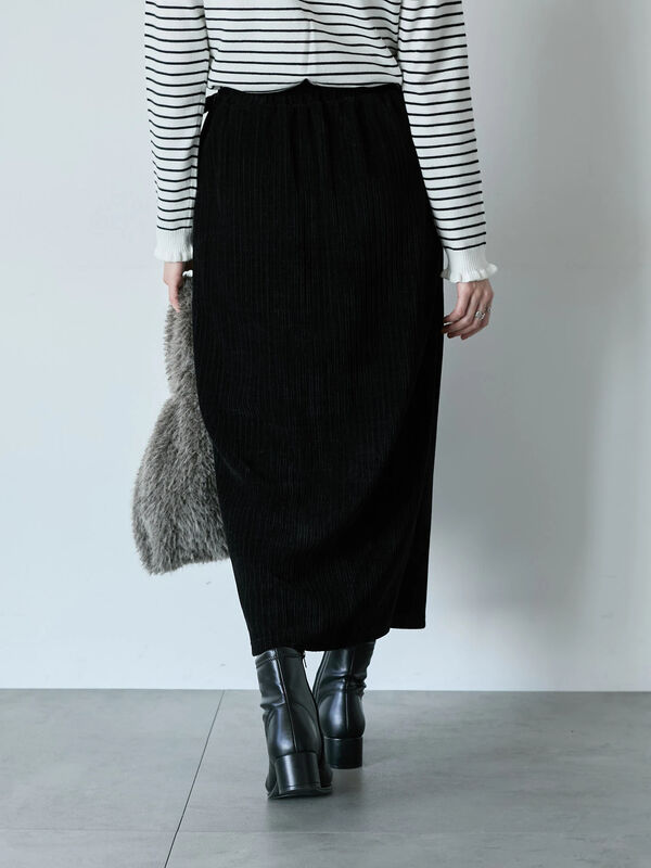 セール】 親子コールラップ風スカート（チャコールグレー/ブラック