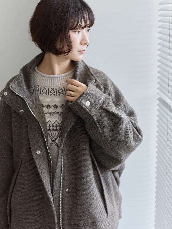 スライバーBIGブルゾン（グレー/ブラック/モカ）｜Samansa Mos2 blue（サマンサモスモス ブルー）通販