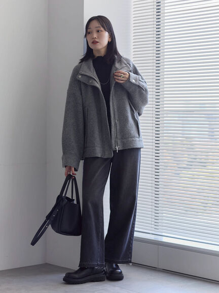 スライバーBIGブルゾン（グレー/ブラック/モカ）｜Samansa Mos2 blue（サマンサモスモス ブルー）通販