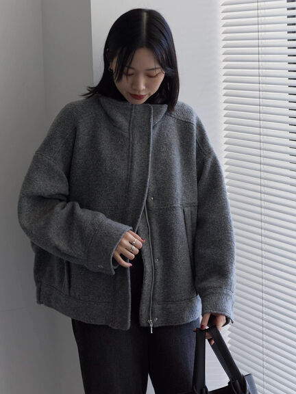 スライバーBIGブルゾン（グレー/ブラック/モカ）｜Samansa Mos2 blue（サマンサモスモス ブルー）通販