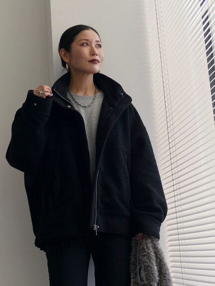 スライバーBIGブルゾン（グレー/ブラック/モカ）｜Samansa Mos2 blue（サマンサモスモス ブルー）通販