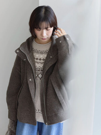 スライバーBIGブルゾン（グレー/ブラック/モカ）｜Samansa Mos2 blue（サマンサモスモス ブルー）通販