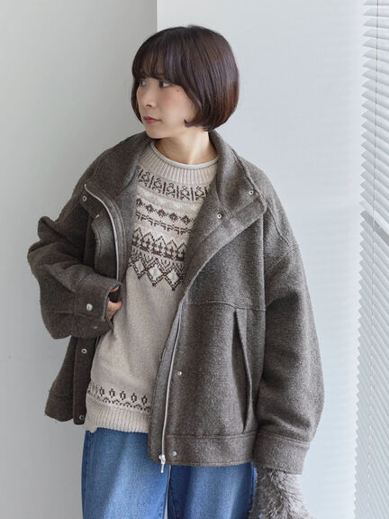 スライバーBIGブルゾン（グレー/ブラック/モカ）｜Samansa Mos2 blue（サマンサモスモス ブルー）通販