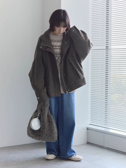 スライバーBIGブルゾン（グレー/ブラック/モカ）｜Samansa Mos2 blue（サマンサモスモス ブルー）通販