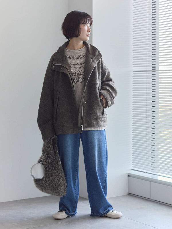 セール】 スライバーBIGブルゾン（グレー/ブラック/モカ/アウター