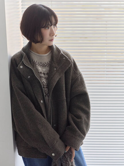 スライバーBIGブルゾン（グレー/ブラック/モカ）｜Samansa Mos2 blue（サマンサモスモス ブルー）通販