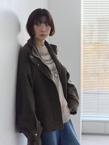 スライバーBIGブルゾン（グレー/ブラック/モカ）｜Samansa Mos2 blue（サマンサモスモス ブルー）通販