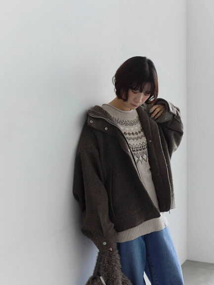 スライバーBIGブルゾン（グレー/ブラック/モカ）｜Samansa Mos2 blue（サマンサモスモス ブルー）通販