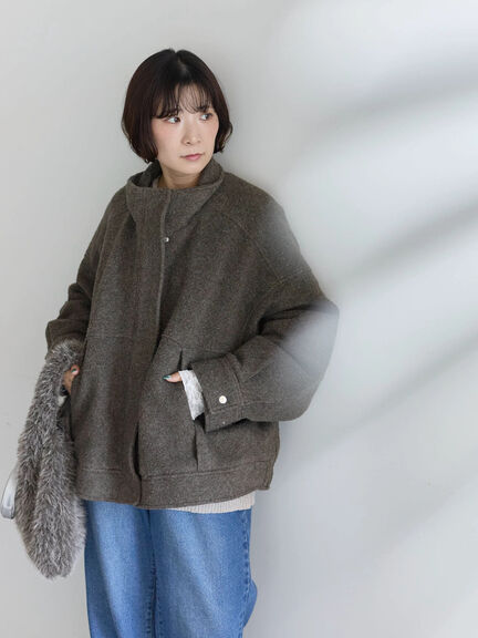 スライバーBIGブルゾン（グレー/ブラック/モカ）｜Samansa Mos2 blue（サマンサモスモス ブルー）通販