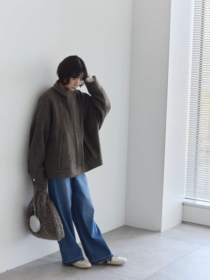 スライバーBIGブルゾン（グレー/ブラック/モカ）｜Samansa Mos2 blue（サマンサモスモス ブルー）通販