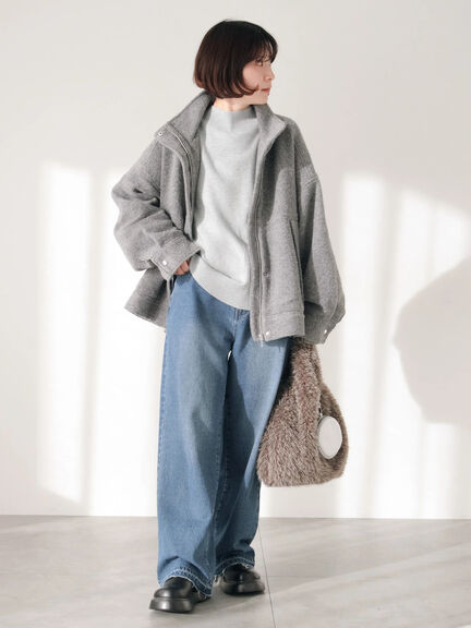 スライバーBIGブルゾン（グレー/ブラック/モカ）｜Samansa Mos2 blue（サマンサモスモス ブルー）通販