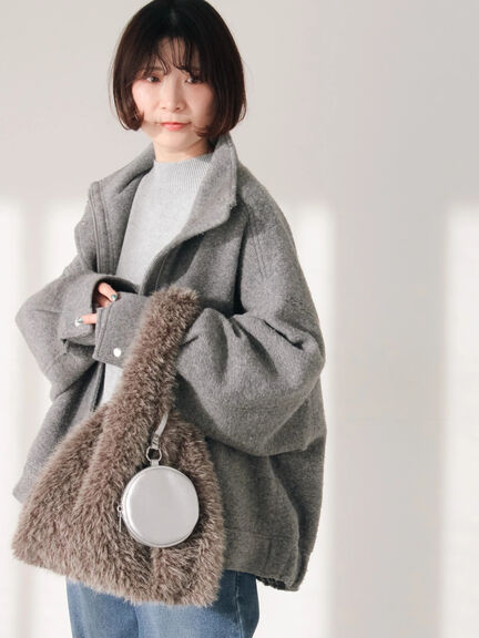 スライバーBIGブルゾン（グレー/ブラック/モカ）｜Samansa Mos2 blue（サマンサモスモス ブルー）通販