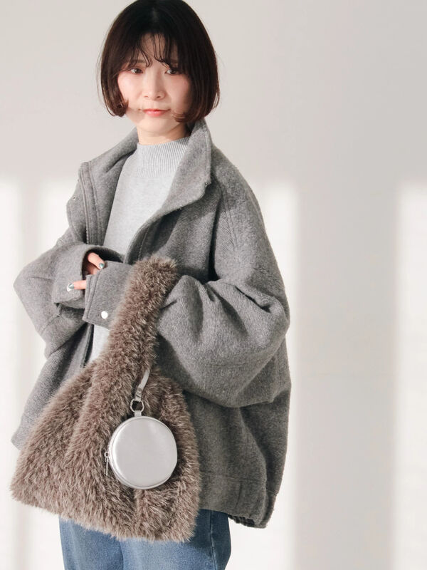 セール】 スライバーBIGブルゾン（グレー/ブラック/モカ/アウター