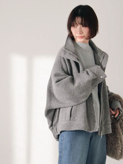 スライバーBIGブルゾン（グレー/ブラック/モカ）｜Samansa Mos2 blue（サマンサモスモス ブルー）通販